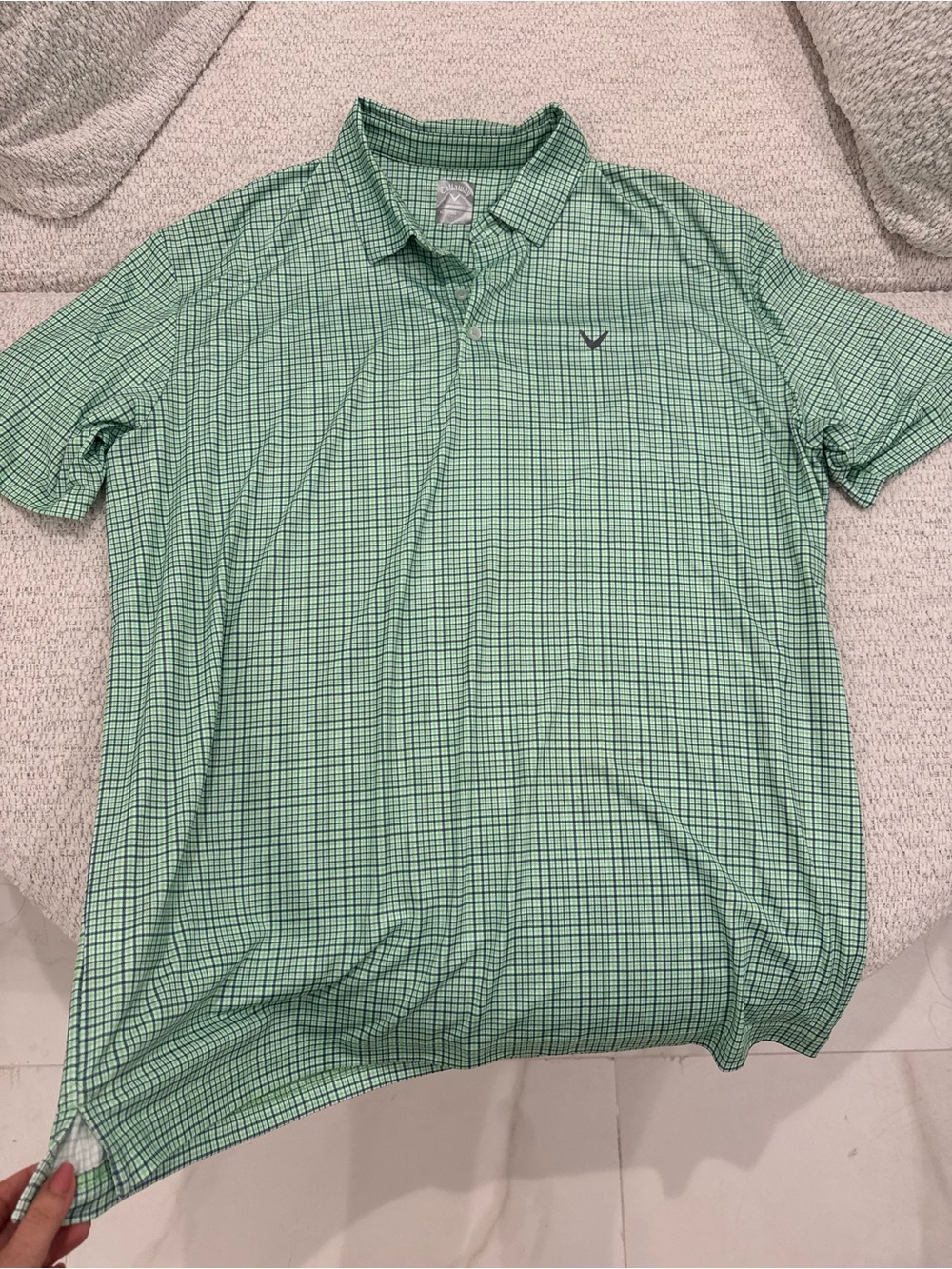 Callaway Men's Green Checked Polo Short Sleeve Shirt